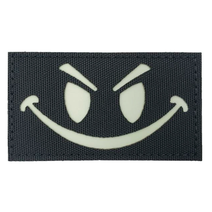Tacspec "Angry Smiley - Reflective" Laser-Cut Velcro Patch - Black